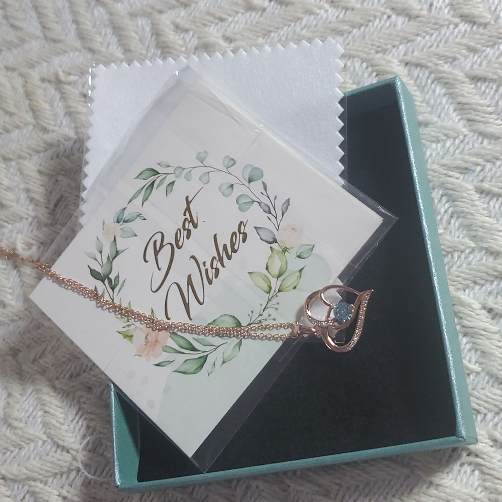 Old Rubin Birth Stone Double Heart Pendant in Rose Gold Necklace